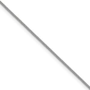 0.8mm 14k White Gold Diamond Cut Square Wheat Chain Necklace, 22 Inch